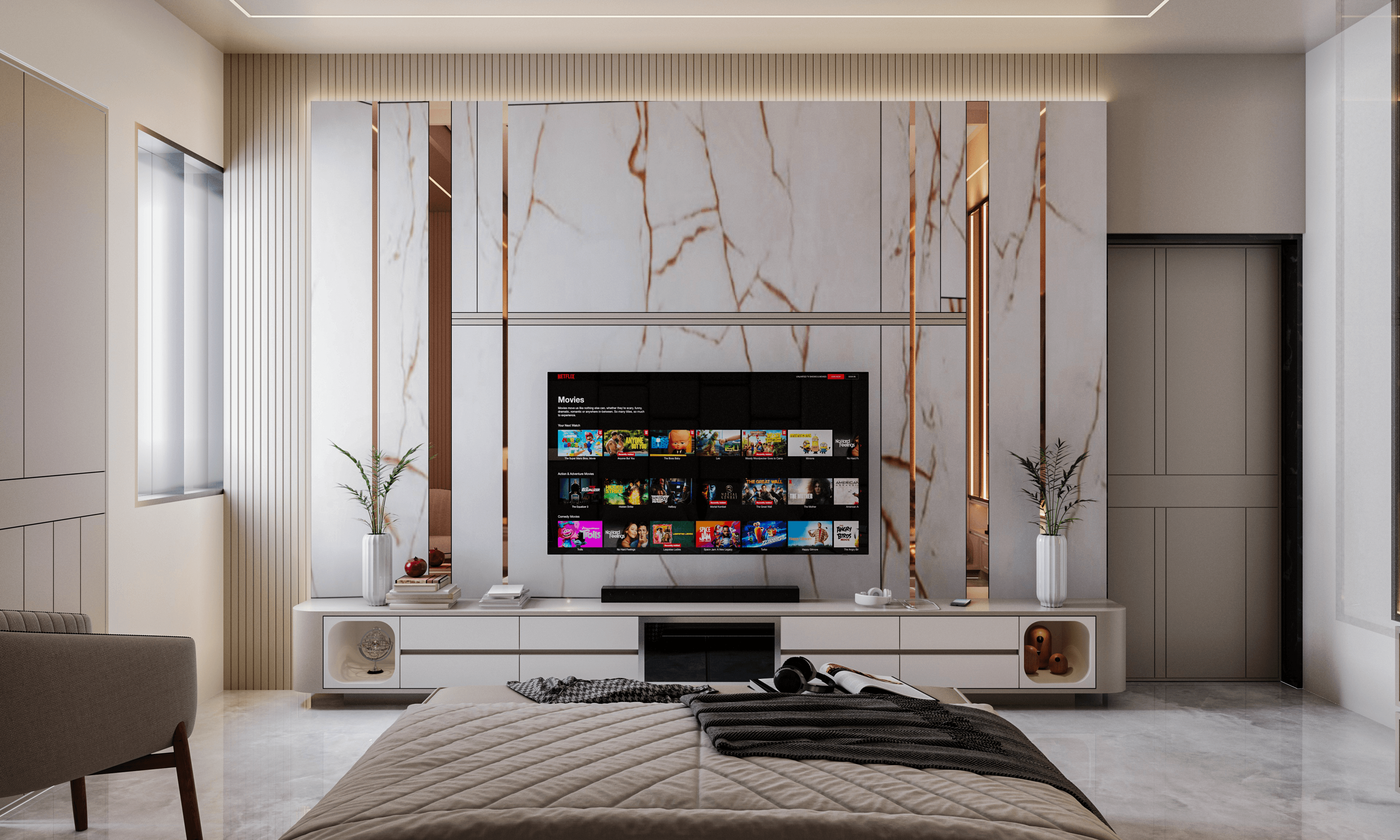 Bedroom TV Unit Design